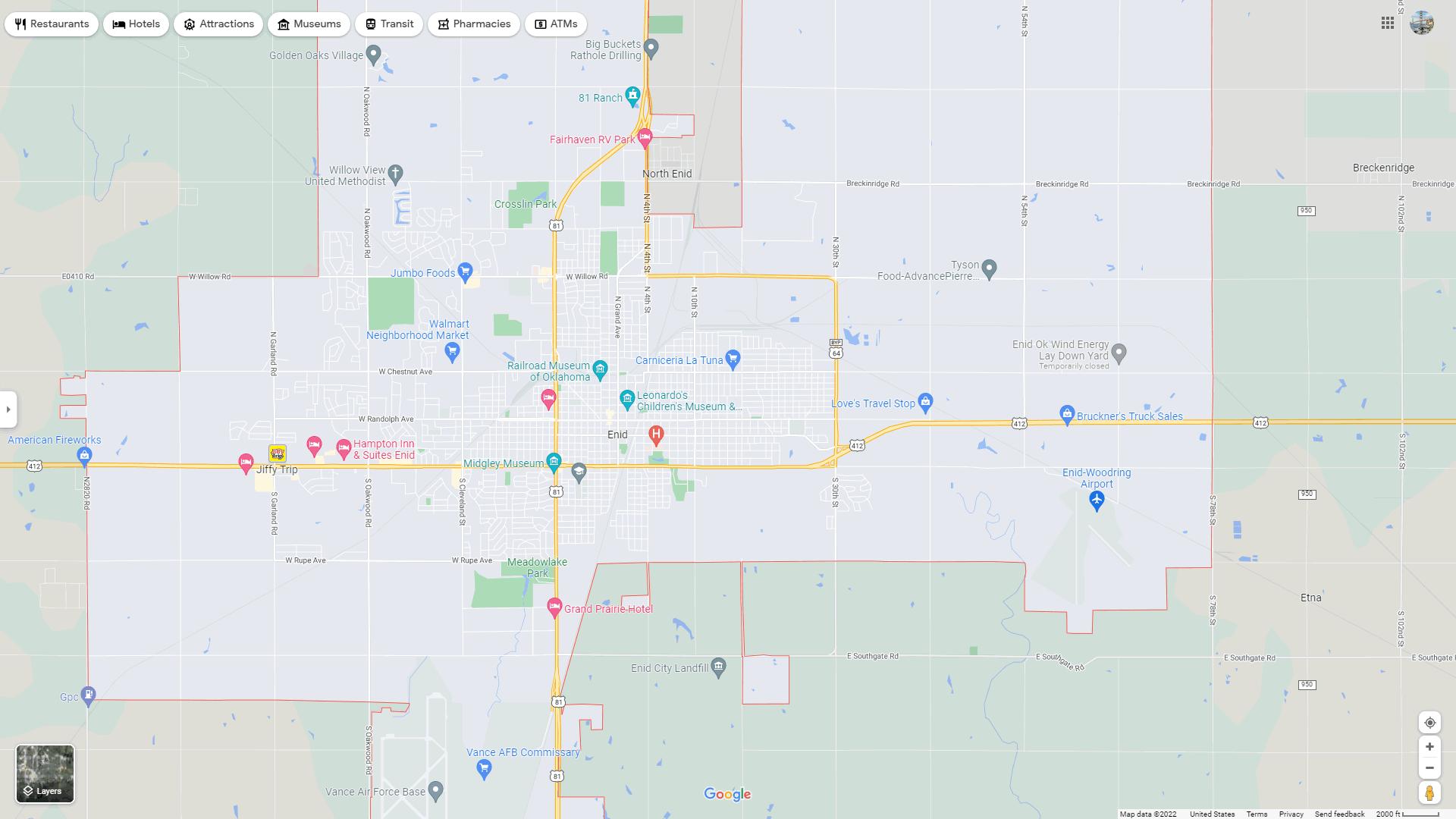 Enid Oklahoma Map